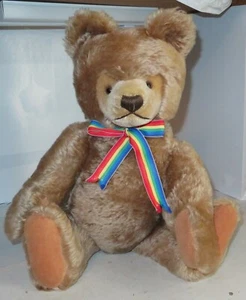 20” Steiff Teddy Bear Tan Mohair Jointed Bear German W/ Ear Tag Vintage Rainbow - Picture 1 of 12
