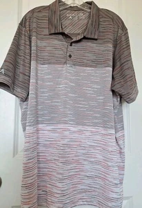 ANTIGUA SZ XXL Polo Golf Shirt Men's Brown, Red & White Horizontal Stripes - Picture 1 of 9