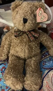 1990 TY Curly Teddy Bear Plush 17" Large Classic Beanie #5300 Rare W Tag - Picture 1 of 4