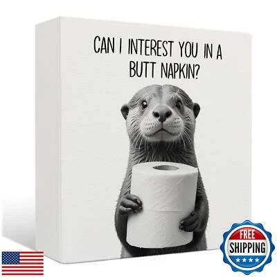 Nrleey Funny Otter Bathroom Decor - Funny Bathroom Decor, Rustic Otter Wooden - Image 1 of 4