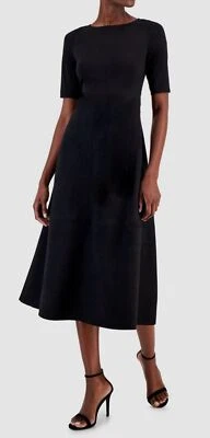Vestido midi de gamuza sintética negro para mujer Anne Klein talla 16 Foto 1 de 2