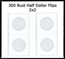 300 2x2 Coin Cardboard Flips Bust Half Dollar 32.5mm Window Quality Thin Holders