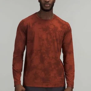 Herren Lululemon The Basic Batik Orange Langarm Sport Training Oberteil - Bild 1 von 8