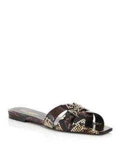 NIB New Saint Laurent Women's Nu Pieds Square-Toe Snakeskin Sandals $795+ - Picture 1 of 4