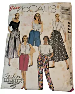 Patrón de costura vintage McCall's 5833 talla D 12-16 - Conceptos básicos de moda - Corte - FÁCIL - Imagen 1 de 3