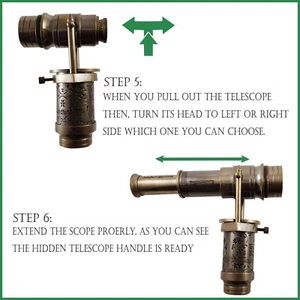 See all Feedback on our suggestions Brass Telescope Compass On Top Head Handle W - Picture 1 of 6