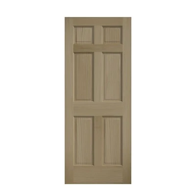 6 Panel Raised Clear Pine Stain Grade Solid Core Interior Wood Doors 8'0 Height - Image 1 of 4