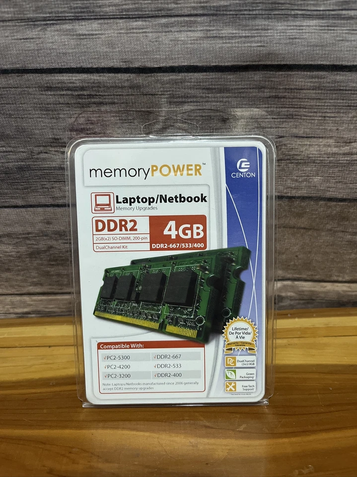 Centon Memory Power 4.0GB (2GB x2) PC2-5300 Desktop RAM Memory DDR2-667/533/400 - Image 1 of 2