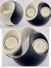 PartyLite Yin Yang Black & White Stone Tea Light Candle Holder 2 Piece Decor Set