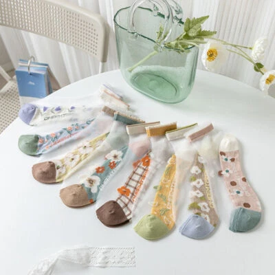 Meias de tornozelo femininas de verão ultrafinas 3/5/7 pares vidro transparente meias de seda - Imagem 1 de 4