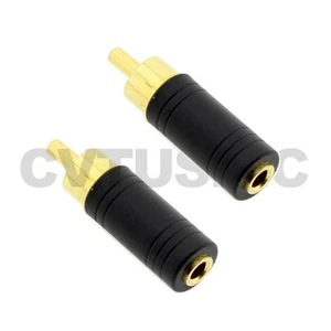 Adaptador de audio 2 x 3,5 mm 1/8" mono hembra conector a enchufe macho RCA chapado en oro de 24K - Imagen 1 de 6