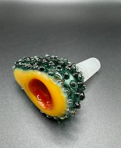 14mm Green Avocado Bowl Piece Slide Male Unique Textured Replacement - Picture 1 of 3