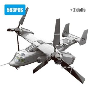 Building Block Set MOC Military V22 Osprey Aircraft Brick Kids Toy DIY Model 506