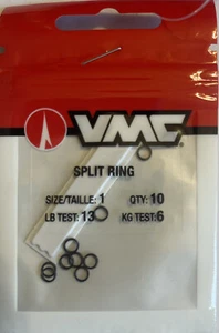 VMC SR#1 Split Rings Size 1 13 Lb Test Black Nickel Finish Pack of 10 6 Kg Test - Picture 1 of 2