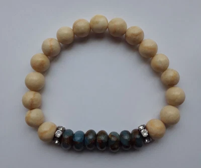 NUEVA PULSERA DE JASPE FÓSIL E IMPRESIÓN DE 8 MM, COMPRA CUALQUIERA DE 2 OBTÉN LA TERCERA GRATIS Foto 1 de 3