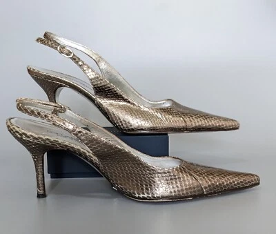 Dolce & Gabbana Mujer Patrón Serpiente Eslinga Trasera Cuero Tacones Marrón Talla 36.5 EU Foto 1 de 4