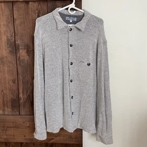 VTG 90s Rusty Button Up Sweater Shirt Mens Large Gray Skater Grunge Y2K Surfer - Picture 1 of 9