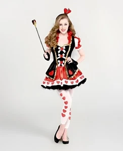 Amscan Red & Black QUEEN OF HEARTS Juniors Adult Small 3-5 Halloween Costume New - Picture 1 of 9