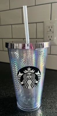 Starbucks 2014 16 oz vaso de taza fría ondas iridiscentes rosa púrpura Foto 1 de 4