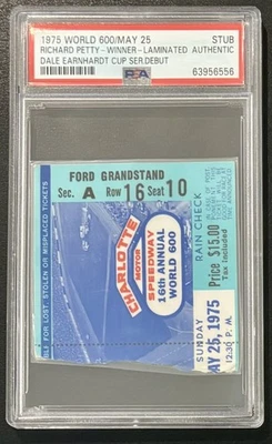 Dale Earnhardt Nascar 1975 debut, Richard Petty gana el mundo 600 talón de boleto anuncio de servicio público Foto 1 de 2