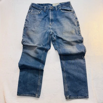 Pantalones de mezclilla de trabajo Carhartt 38 x 34 desgastados calce relajado LEER Foto 1 de 4