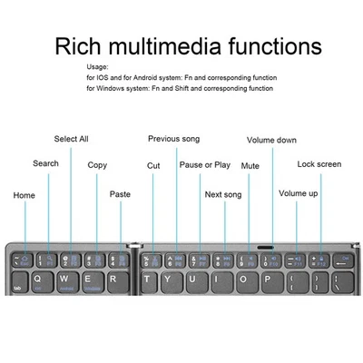  Keyboard With Touchpad Full Size Support 3 Devices Wireless Folding Ke - Image 1 of 4