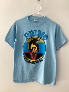 Primo Hawaiian Beer 1970's Single Stitch Poly Tees Vintage Shirt (Medium) - Picture 1 of 4
