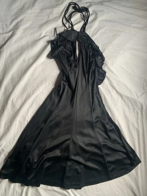 Vestido discoteca vintage años 70 marca funky halter negro talla 4 Foto 1 de 4