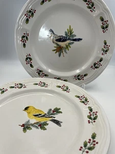 3 Gibson Winter Bird Series 8.25” Dessert/Salad Plates  Holiday Cheer - Picture 1 of 5
