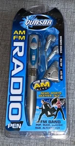 Quasar Radio Pen AM FM Radio Stereo Earbuds Silver Model QP-6 New Sealed - Picture 1 of 3