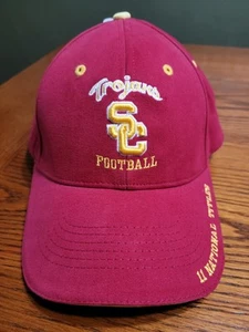 USC Trojans Hat Dad Cap Mens Cardinal Gold Curved Bill National Champions Adult - Picture 1 of 11