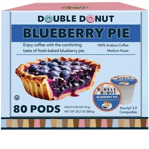 Double Donut Blueberry Coffee Pods 80 Single Serve K-Cups - Picture 1 of 7