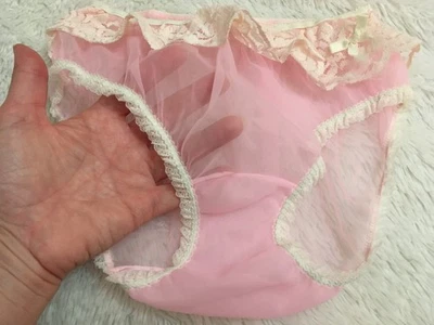 De Colección PRECIOSAS Bragas de Bikini Rosa CHIFÓN Floral Encaje Femenino Foto 1 de 4