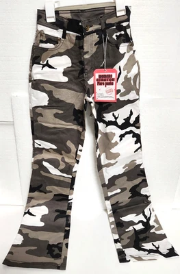 Pantalones acampanados elásticos blancos y negros camuflados City talla 1 para mujer Foto 1 de 4