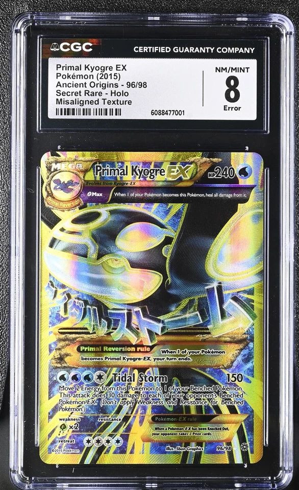 Pokémon - Ancient Origins - Primal Kyogre EX 96 - CGC 8 Misaligned Texture Error - Image 1 of 2