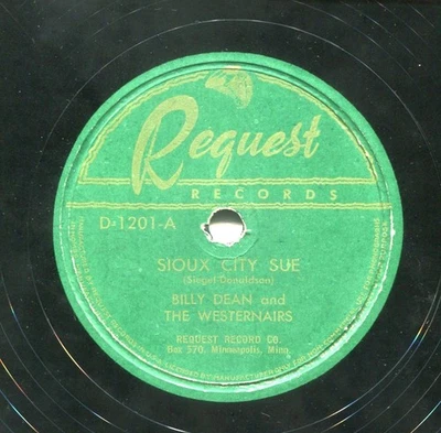 BILL DEAN (Sioux City Sue / How Can You Say) CLASSIC COUNTRY 78 RPM RECORD Foto 1 de 2