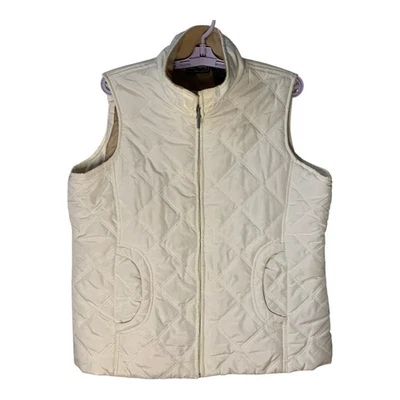 Jane Ashley Vest XL Quilted Puffer Winter White Front Zip Insulated Relaxed Fit - Image 1 of 4