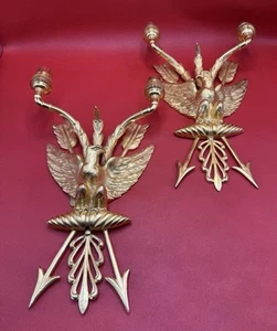 Matched Pair Quality Regency Style Gilt Metal Wall Scones - Unused Old Stock - - Picture 1 of 12