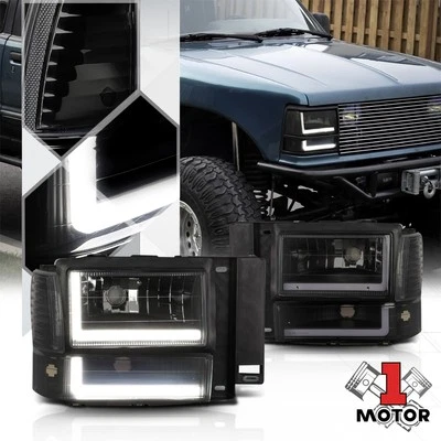 Negro/Humo [Doble LED L-BAR DRL] Faro + Parachoques + Esquina para Ford Explorer 91-94 Foto 1 de 4