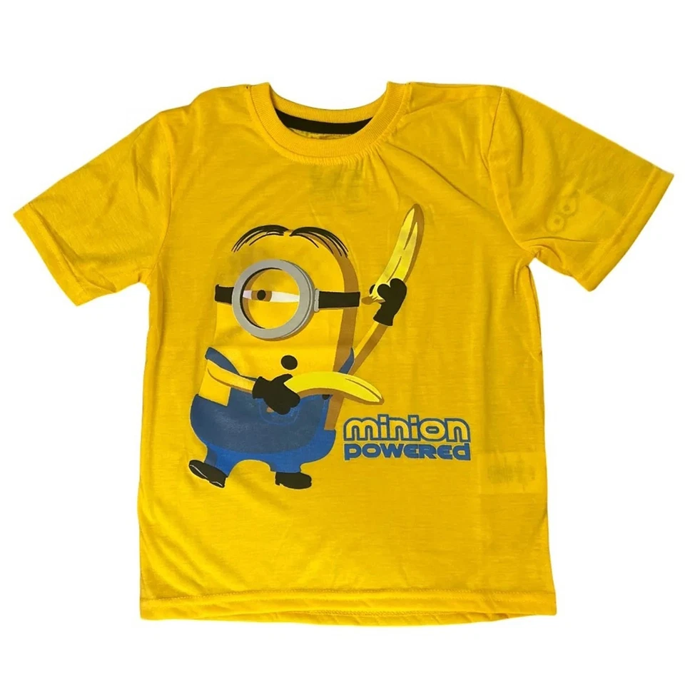 Despicable Me Distressed Minion Powered Little Boy's Graphic Print T-Shirt NWT - Image 1 of 4