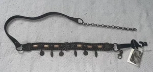 Fabio Corti Boho Holzperlen braun Leder und Messing Gürtel Made in Italy 33-42" - Bild 1 von 8