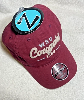 Washington State Cougars Zephyr Hat Maroon Gray WSU Adjustable Strap Cap-NEW-WT - Image 1 of 4