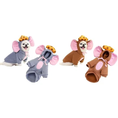 宠物狗寒冷天气服装角色扮演老鼠衣服万圣节连帽衫节日 — 第 1/3 张图片