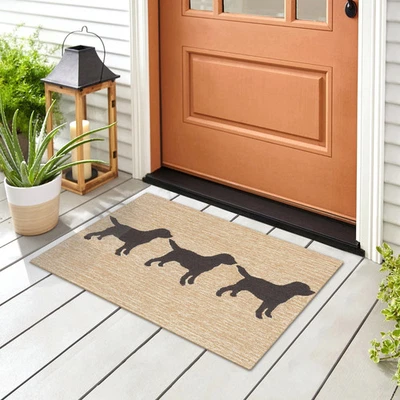 Liora Manne Frontporch Doggies Indoor/Outdoor Rug Black/Natural 1'8" x 2'6" - Image 1 of 4