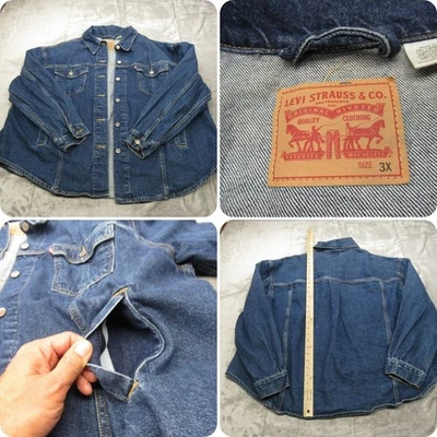 Chaqueta Levis Denim Para Hombres 3X Azul Algodón Bolsillos Botón Delantero Camionero Informal Foto 1 de 4