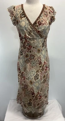 Vtg Believe Floral Midi Dress Sz 8 Women’s Crochet Trim Forest Fairy Y2K  - Image 1 of 4