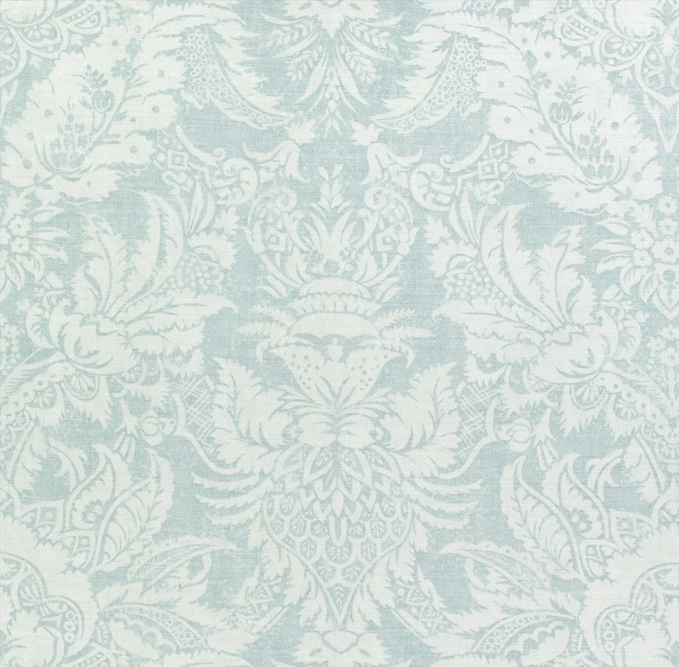 THIBAUT CURTAIN FABRIC DESIGN Chardonnet Damask 4.7 METRES AQUA CHESTNUT HILL - Image 1 of 4