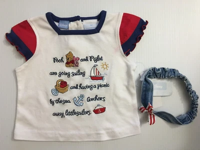 Disney Winnie Pooh Piglet Bebé Camisa Mar Velero Picnic Bordado Historia 18M Foto 1 de 4