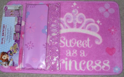 Nuevo Disney Sofía las primeras 3 piezas Juego de 3 piezas Cortina de Ducha Anillos Alfombra ¡Bonito! Foto 1 de 4