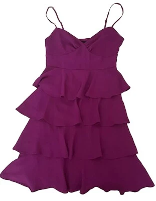 PATRICIA FIELD Purple Layered Frill Dress Adjustable Spaghetti Straps Sz 6 Lined - image 1 of 4